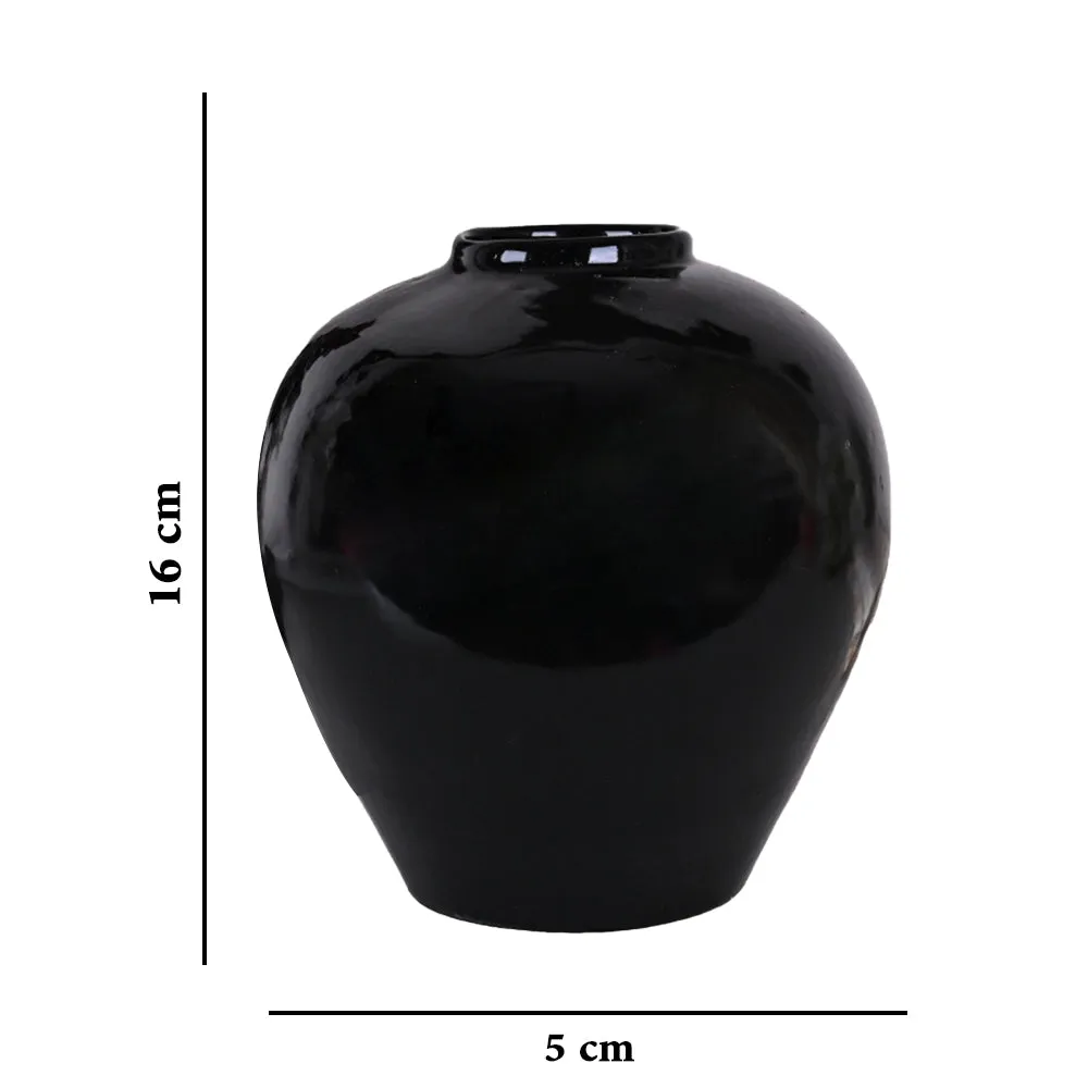 Royal Black High-quality Ceramic Urn Shaped Flower Vase