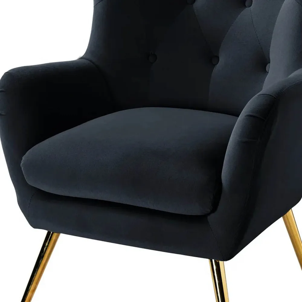 Royal Black Tufted Velvet Lounge Chair Single chair