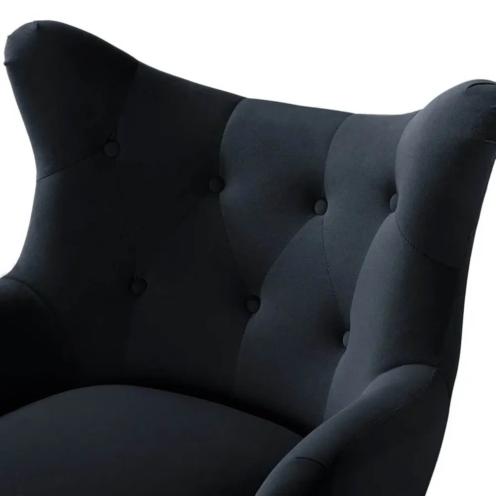 Royal Black Tufted Velvet Lounge Chair Single chair