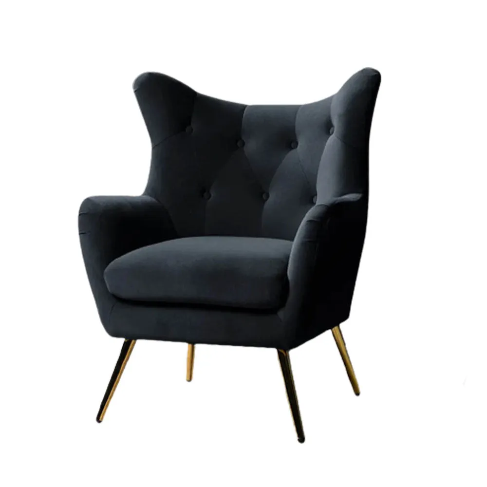 Royal Black Tufted Velvet Lounge Chair Single chair