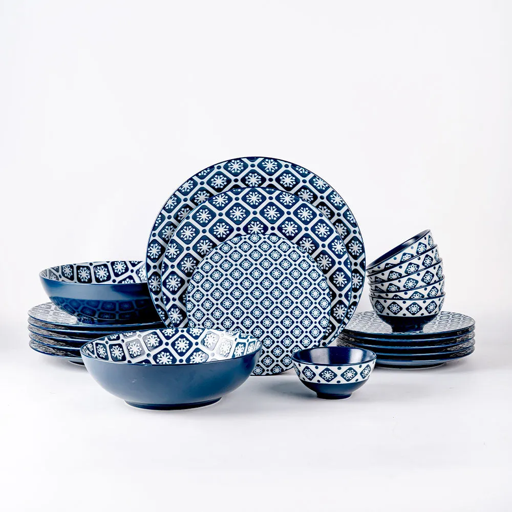 Royal Blue Intricate Designer Porcelain Dinner Set Of 27