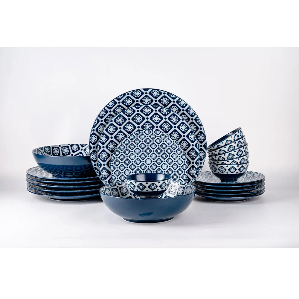 Royal Blue Intricate Designer Porcelain Dinner Set Of 27