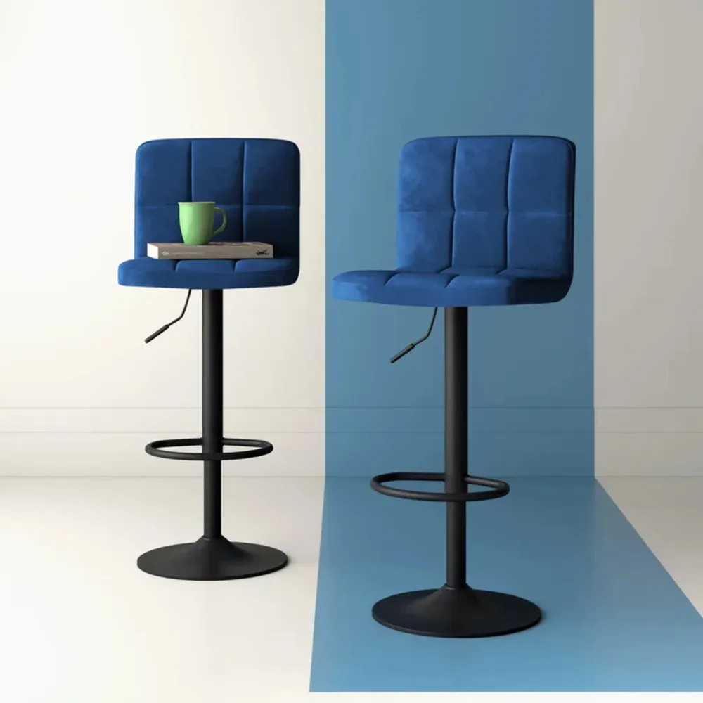 Royal Blue Plush Feel Velvet Counter Bar Chair / Long Chair Single Chair