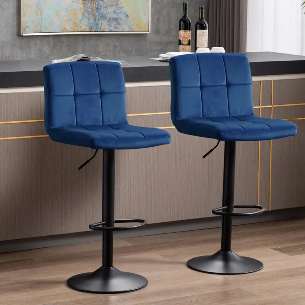 Royal Blue Plush Feel Velvet Counter Bar Chair / Long Chair Single Chair