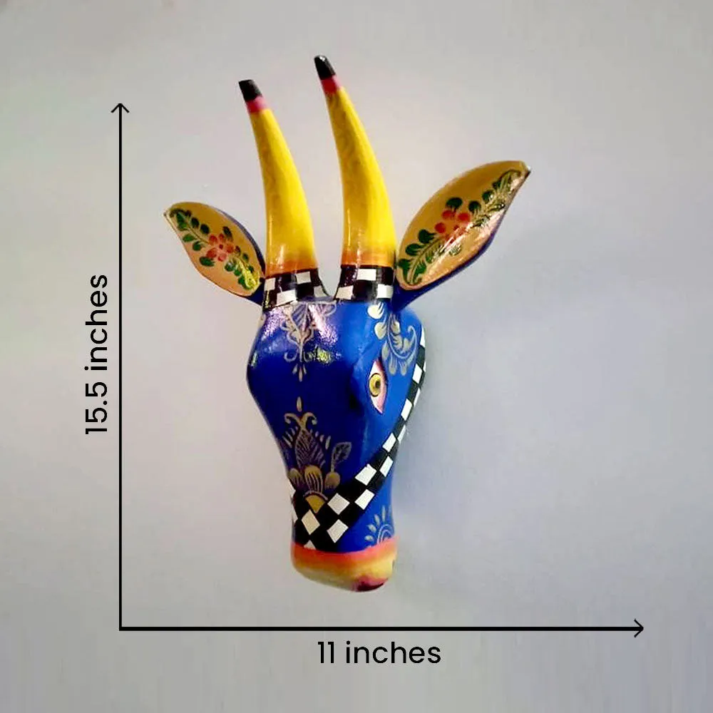 Royal Blue Wild Animal Head Wooden Wall Decor