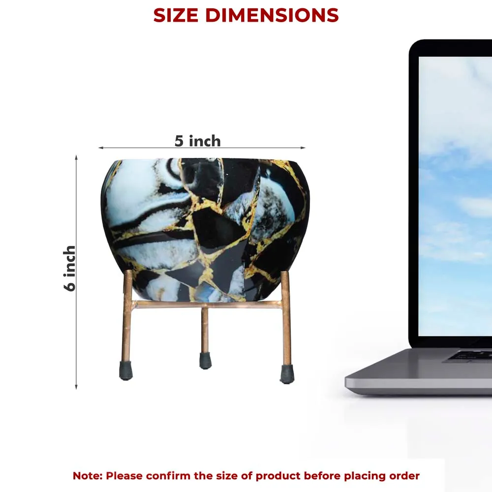 Royal Bright Multi-Hued Resilient Metal Plant Pots With Stand Set Of 2