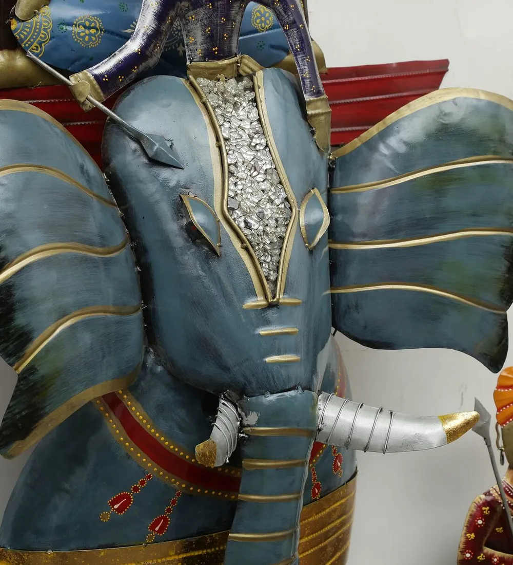 Royal Elephant Charriot LED Metal Wall Art