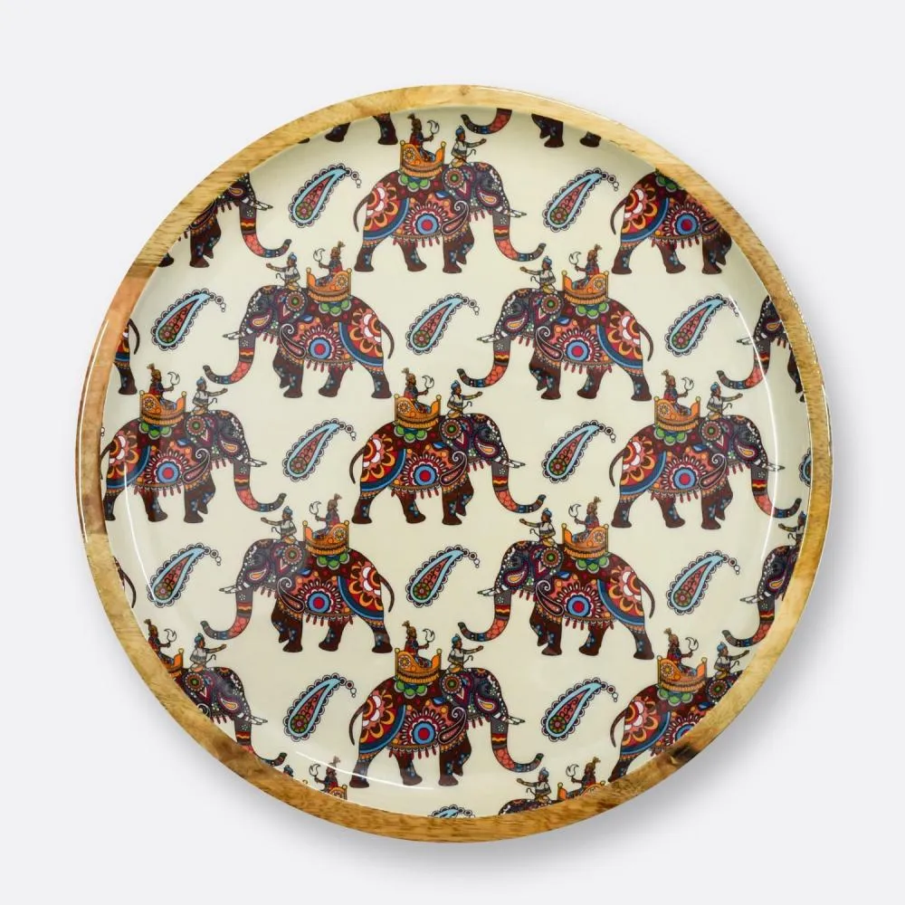 Royal Elephants Round Serving Platter
