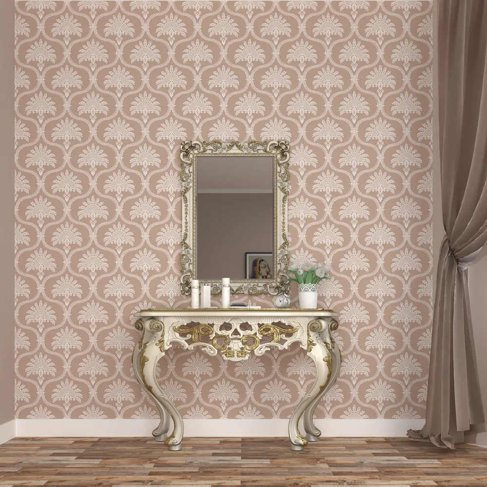 Royal Ethnic Designer Beige &amp; White Premium Quality Wallpaper