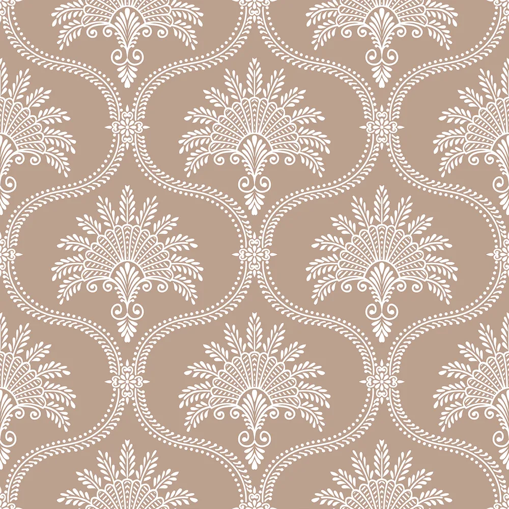 Royal Ethnic Designer Beige &amp; White Premium Quality Wallpaper