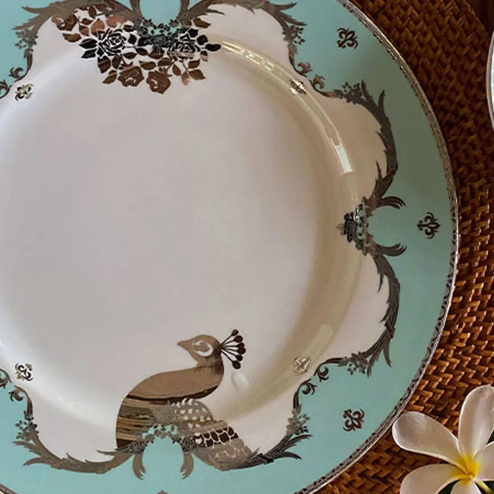 Royal Ethnic Turquoise & Gold Dinner Plates Set Of 6