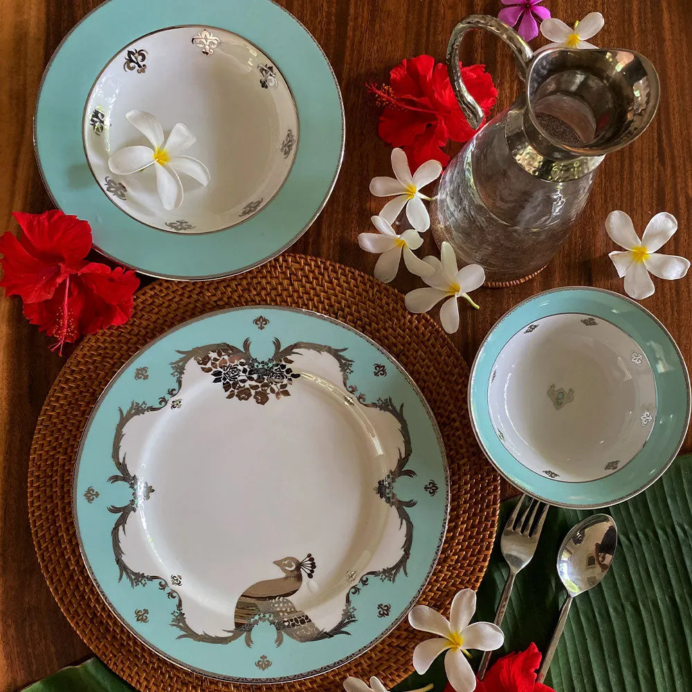Royal Ethnic Turquoise & Gold Dinner Plates Set Of 6