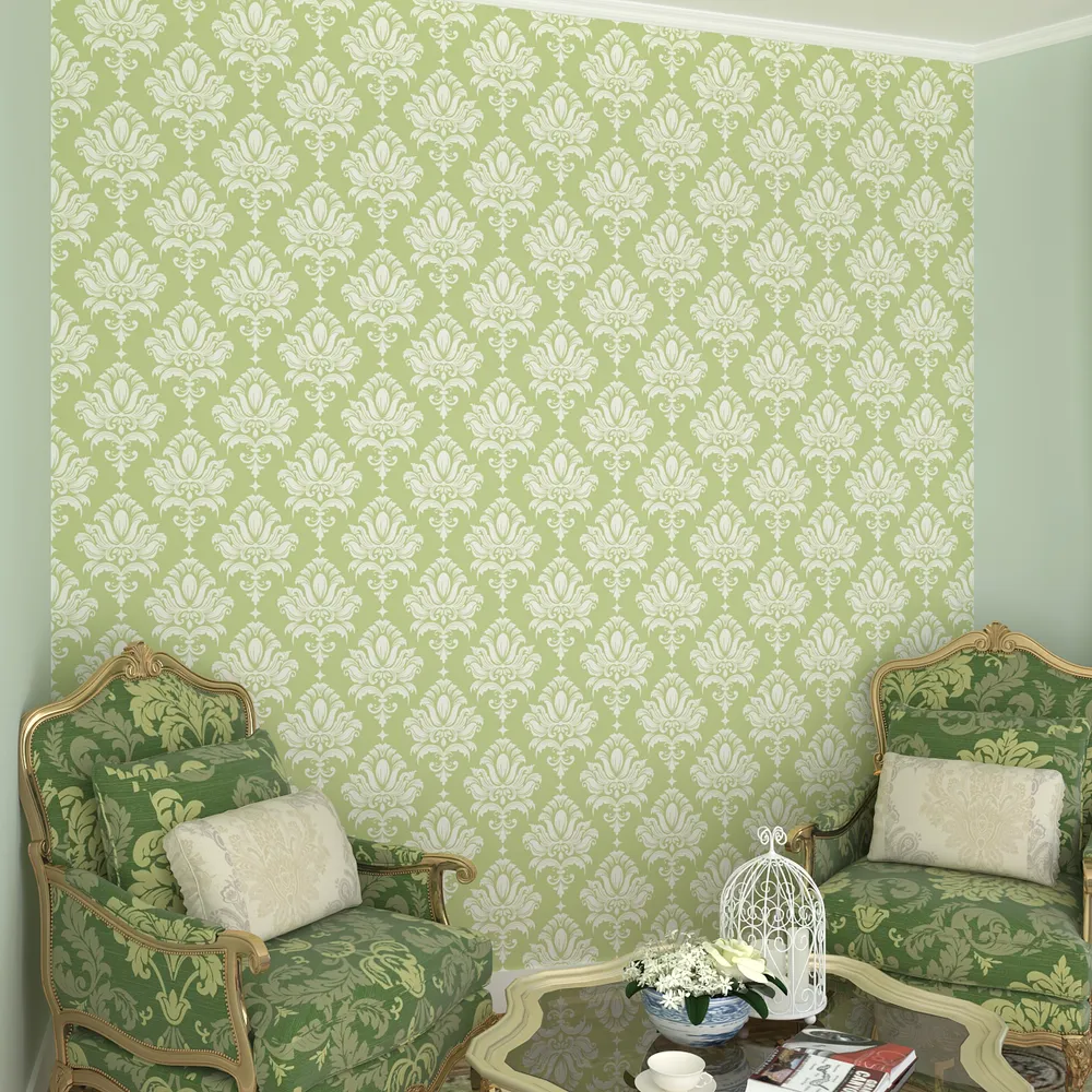 Royal Ethnicity Tea Green Premium Quality Wallpaper