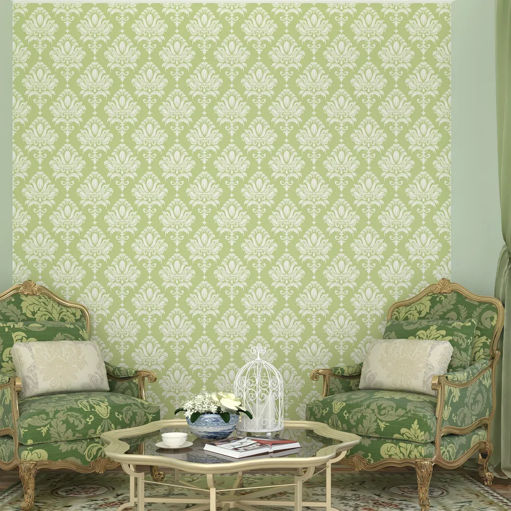 Royal Ethnicity Tea Green Premium Quality Wallpaper