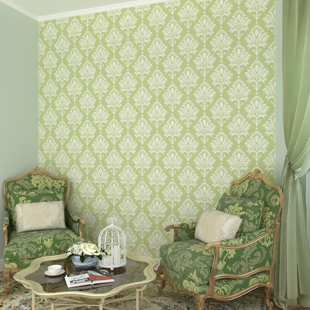 Royal Ethnicity Tea Green Premium Quality Wallpaper