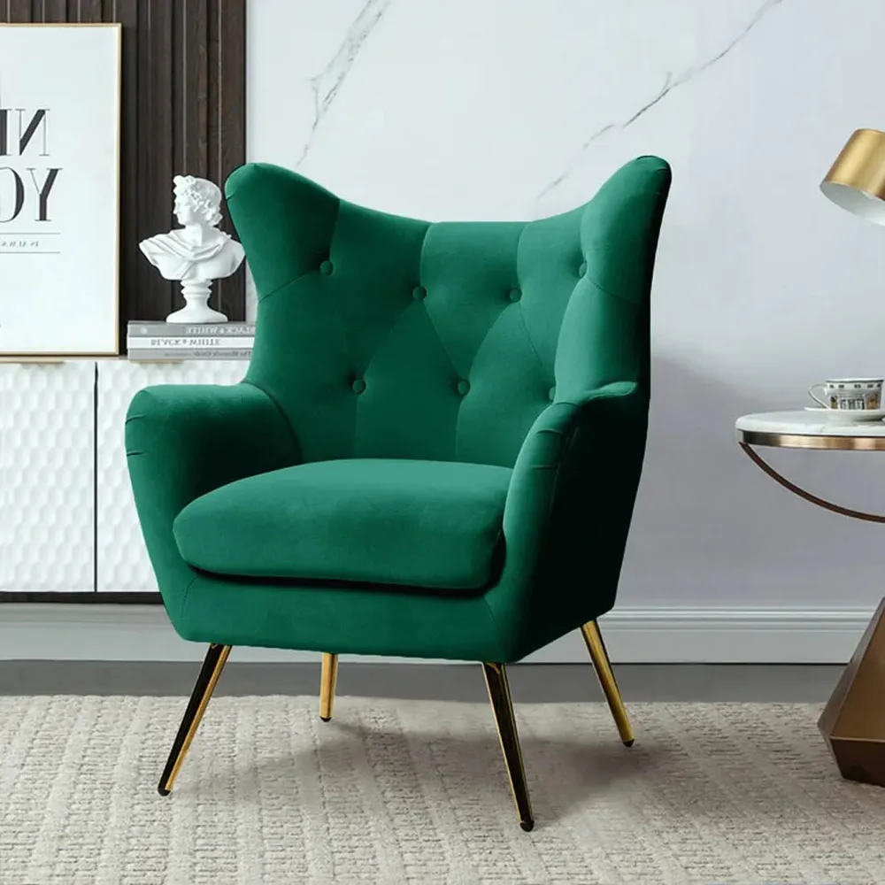 Royal Green Tufted Velvet Lounge Chair Single chair