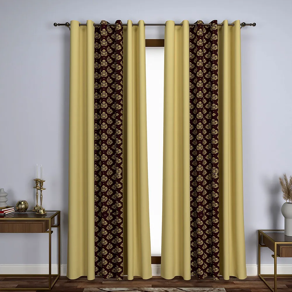 Royal Maroon & Golden Designer Door Curtain Medium Single Piece (7ft)
