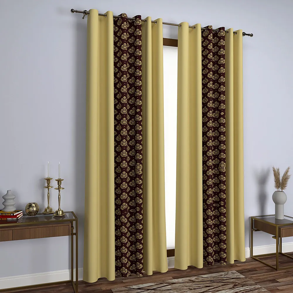 Royal Maroon & Golden Designer Window Curtain