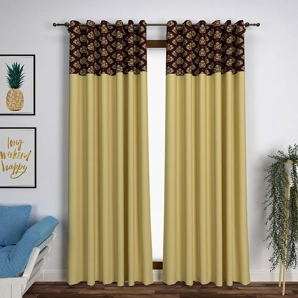 Royal Maroon & Golden Semi-Designer Door Curtain Medium Single Piece (7ft)
