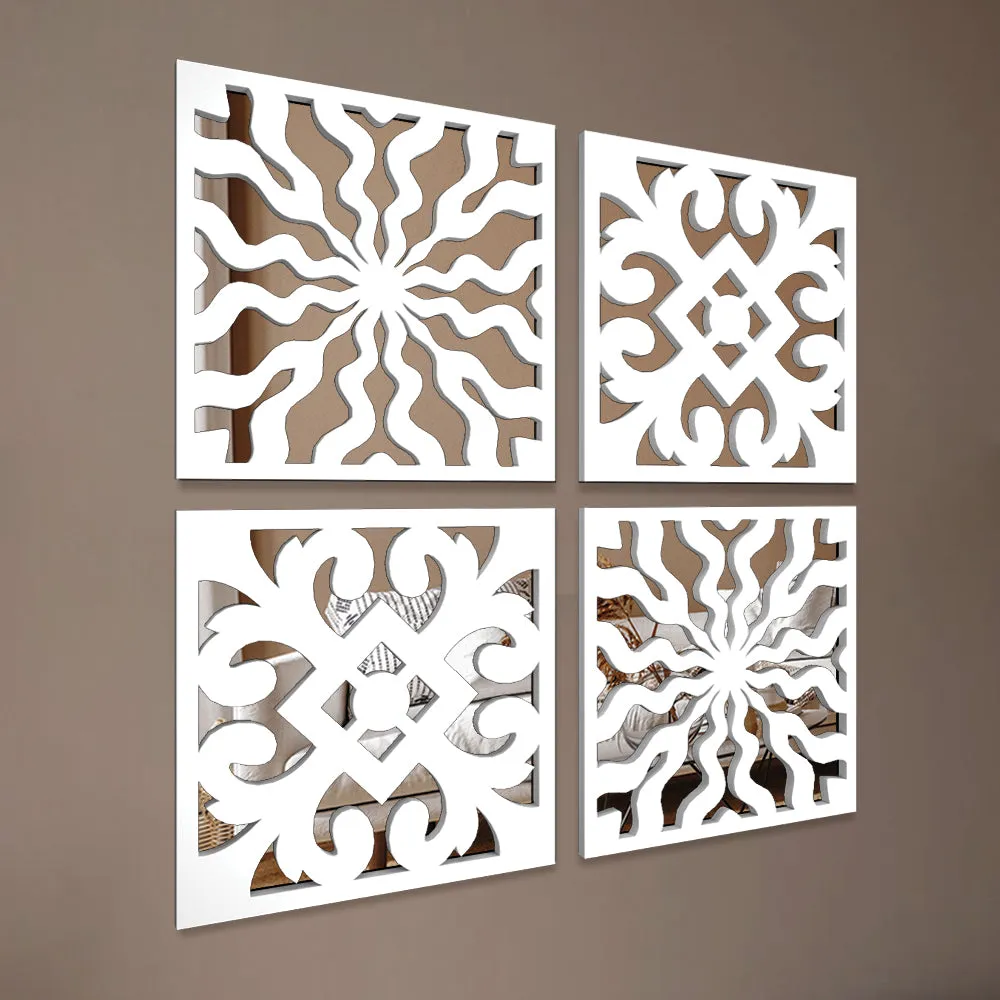 Royal Moroccan Tiles Mirror Wall Art- Set of 4