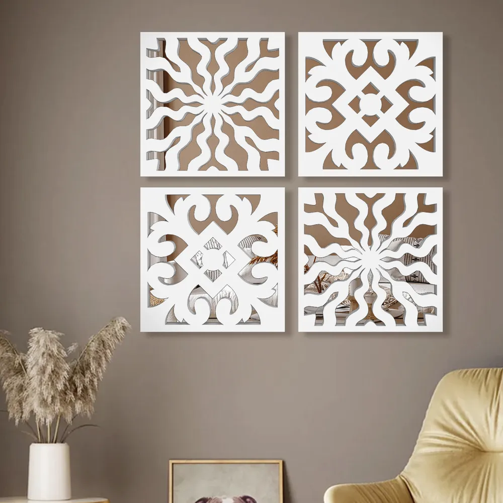 Royal Moroccan Tiles Mirror Wall Art- Set of 4