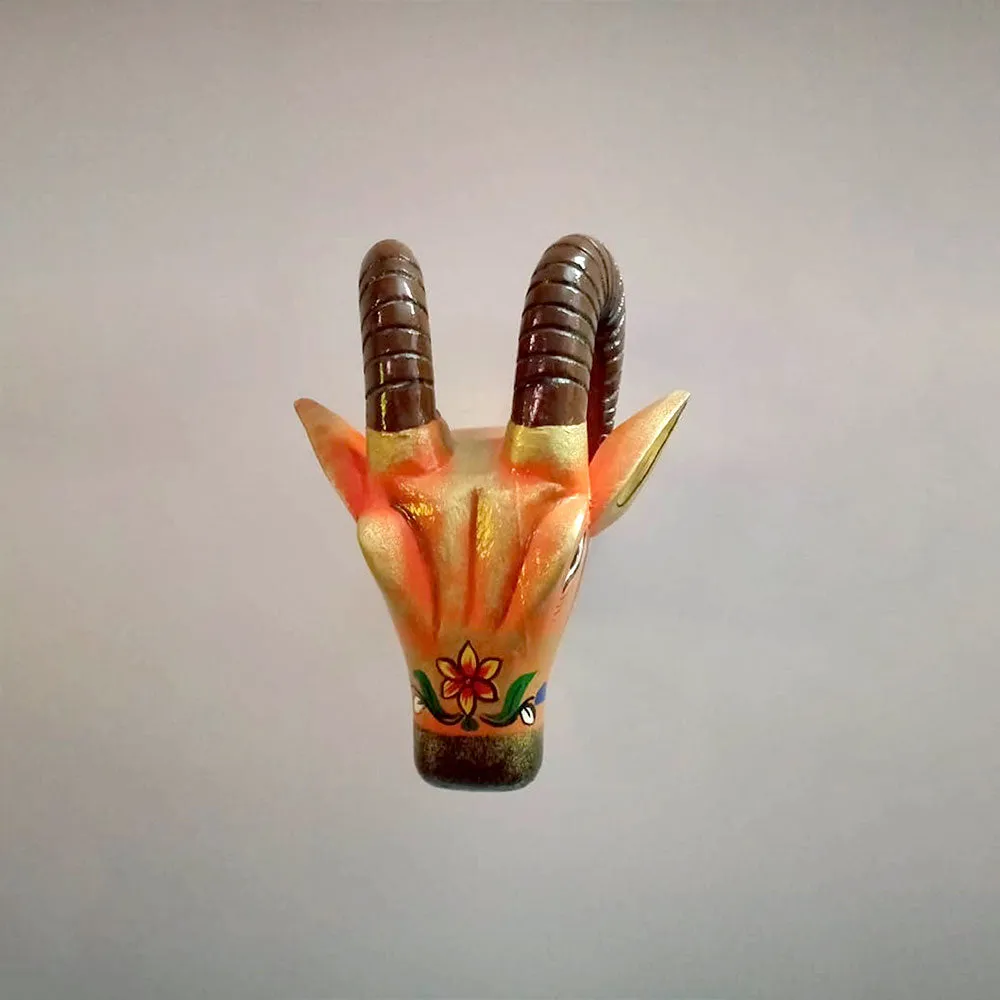 Royal Multicolor Bull Head Wooden Wall Decor