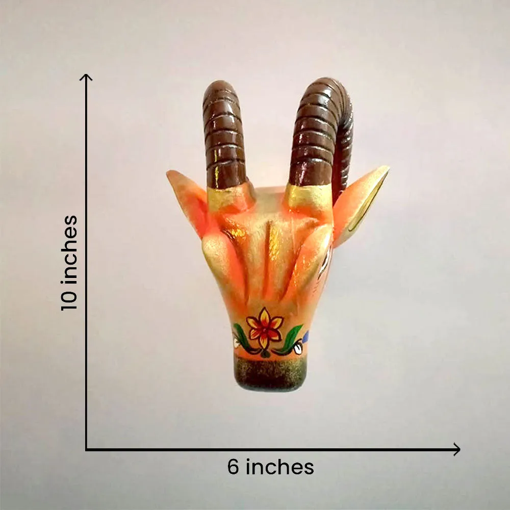 Royal Multicolor Bull Head Wooden Wall Decor