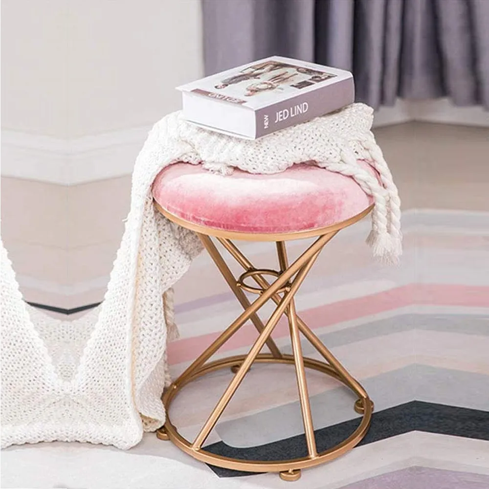 Royal Pink Perfect Round Metal Pouffe Stool