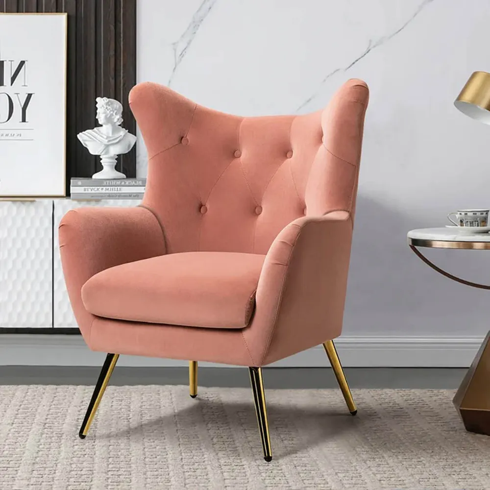 Royal Pink Tufted Velvet Lounge Chair Single chair