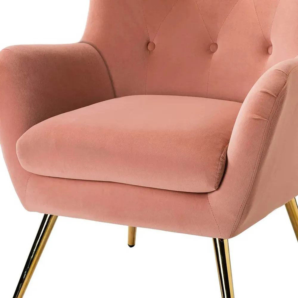 Royal Pink Tufted Velvet Lounge Chair Single chair