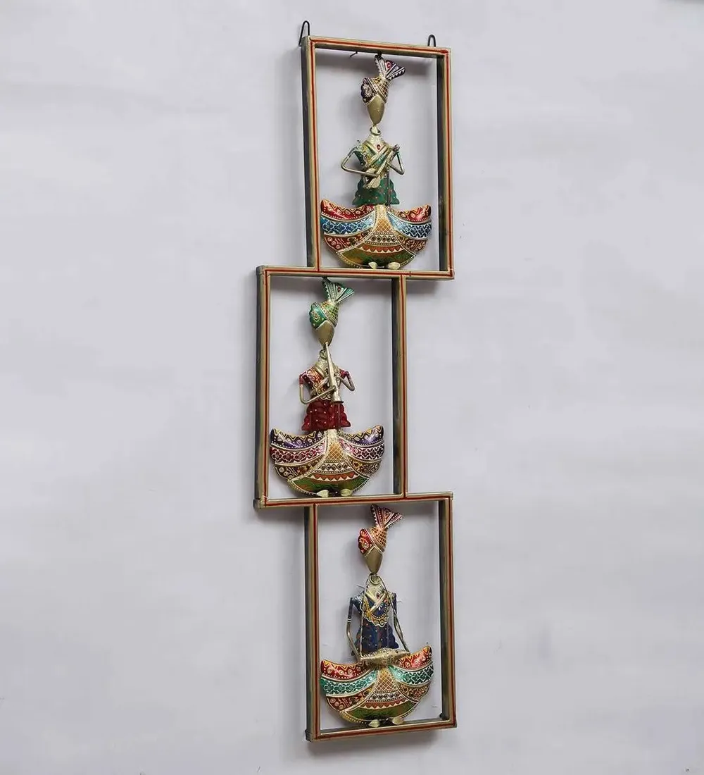 Royal Rajasthani Trio Musician Metal Wall Art
