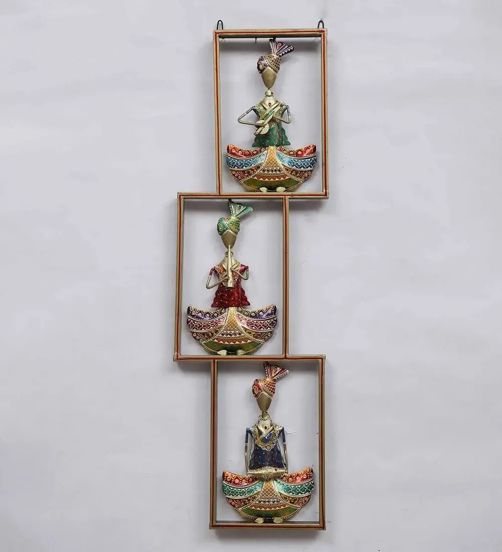 Royal Rajasthani Trio Musician Metal Wall Art