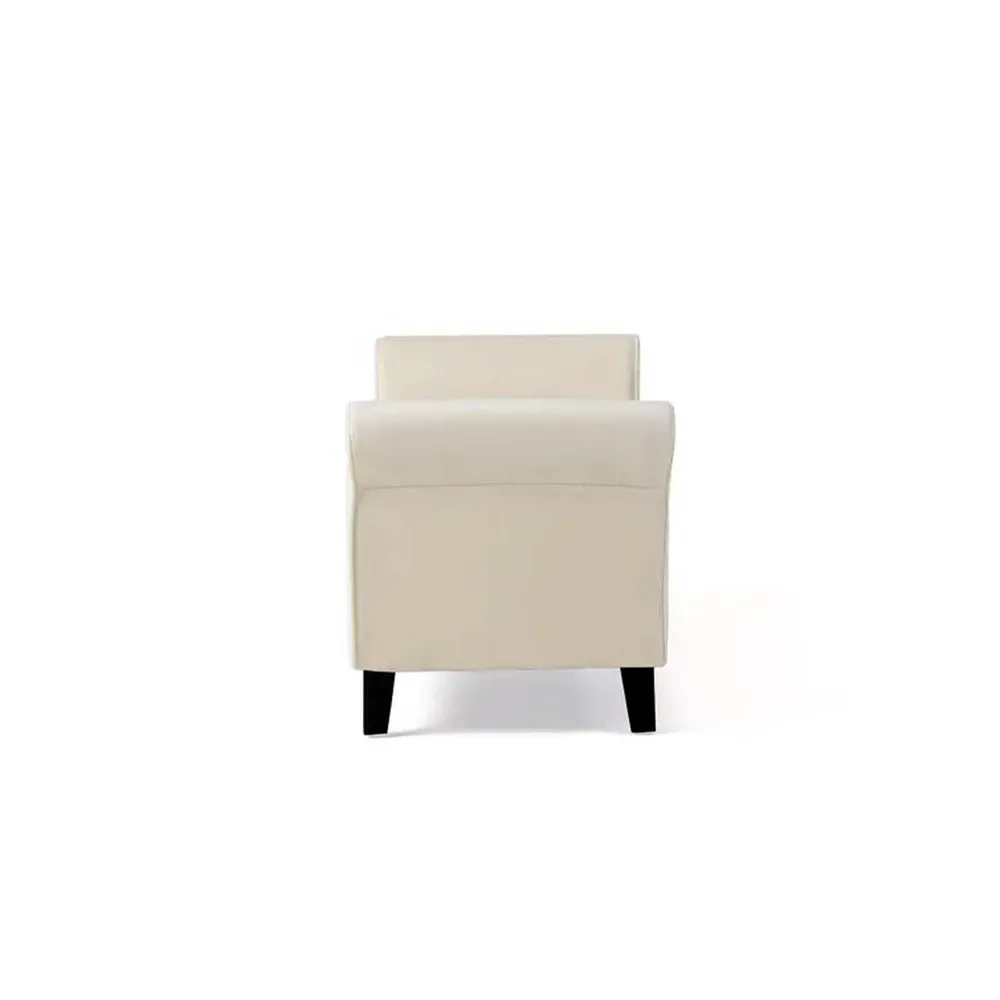 Royal White Resilient & Super Soft Luxurious Tufted Velvet Flip Top Storage Bench With Rolled Arms