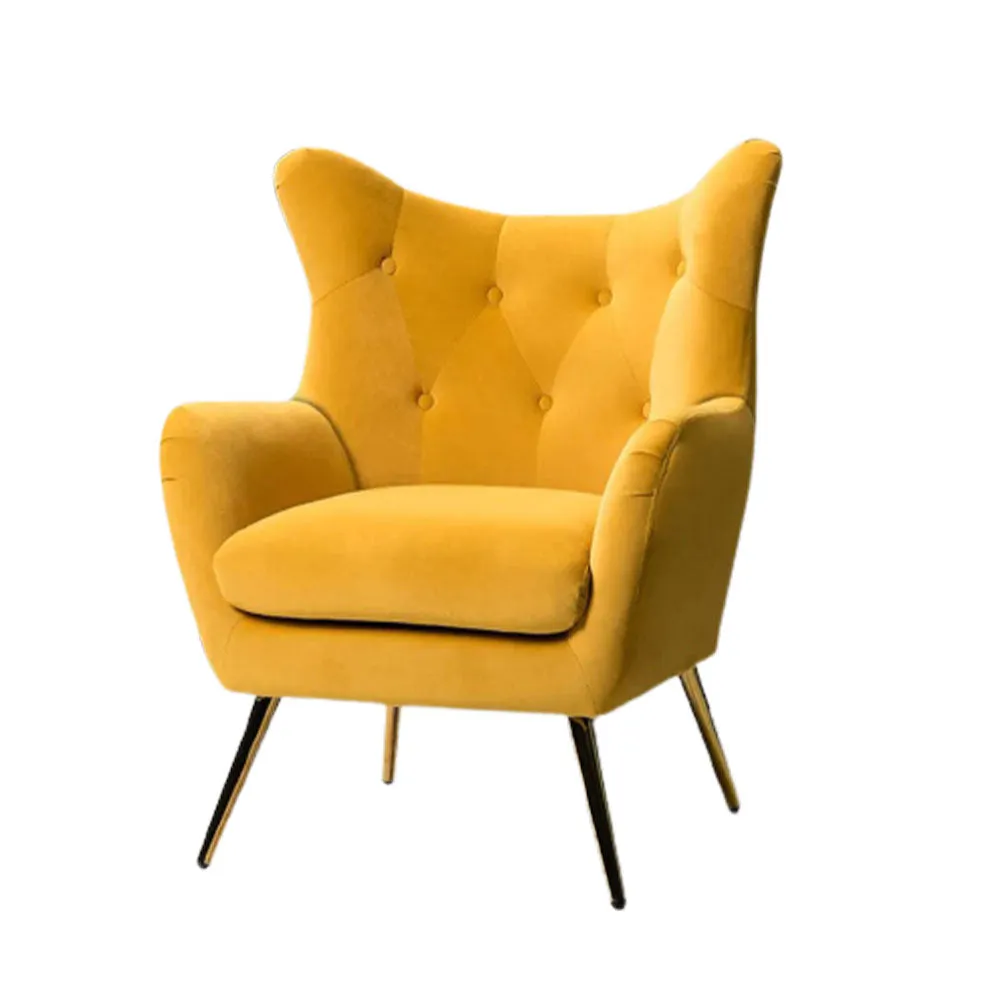 Royal Yellow Tufted Velvet Lounge Chair Single chair