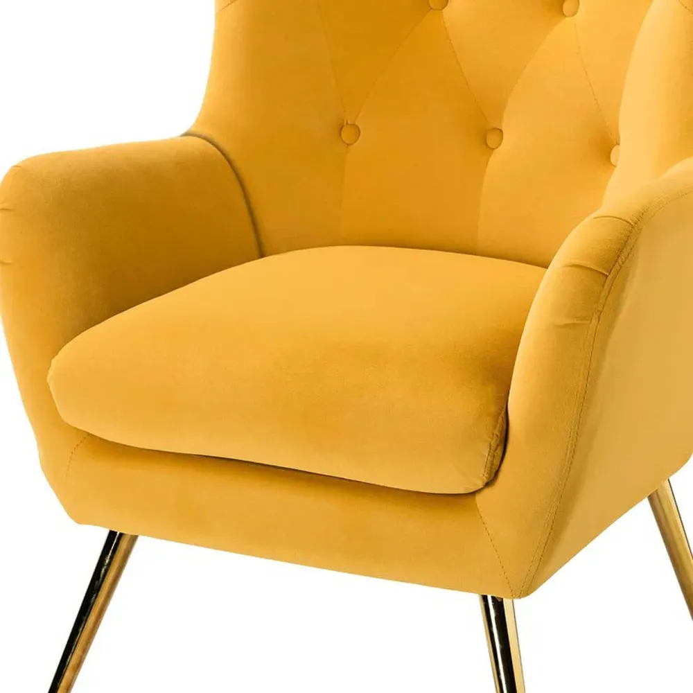 Royal Yellow Tufted Velvet Lounge Chair Single chair