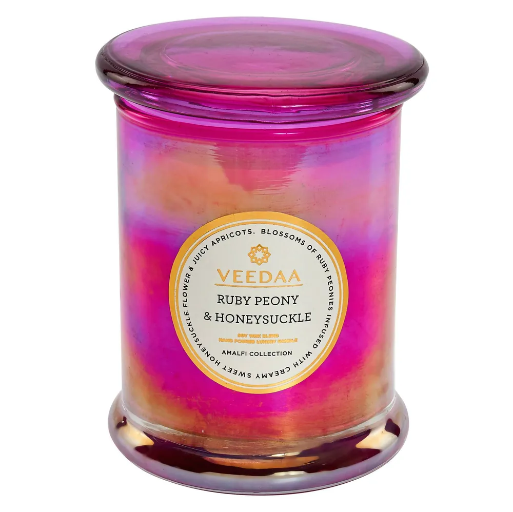 RUBY PEONY &amp; HONEYSUCKLE DANUBE GLASS SCENTED CANDLE