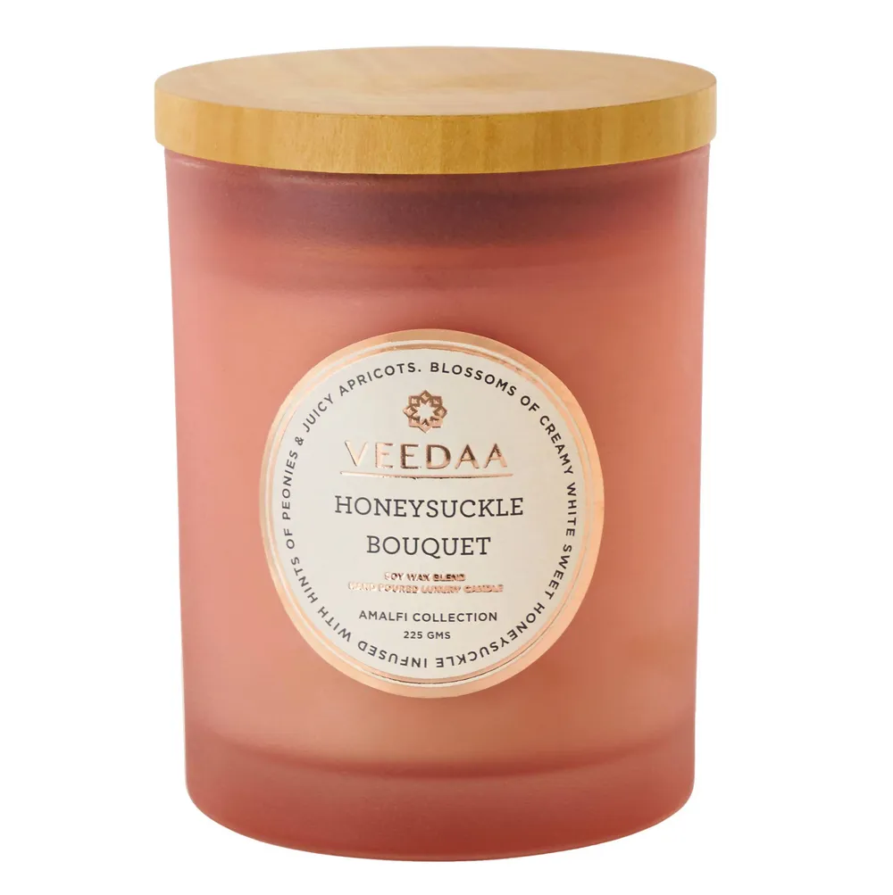 Ruby Peony & honeysuckle Czech Glass Scented Candle