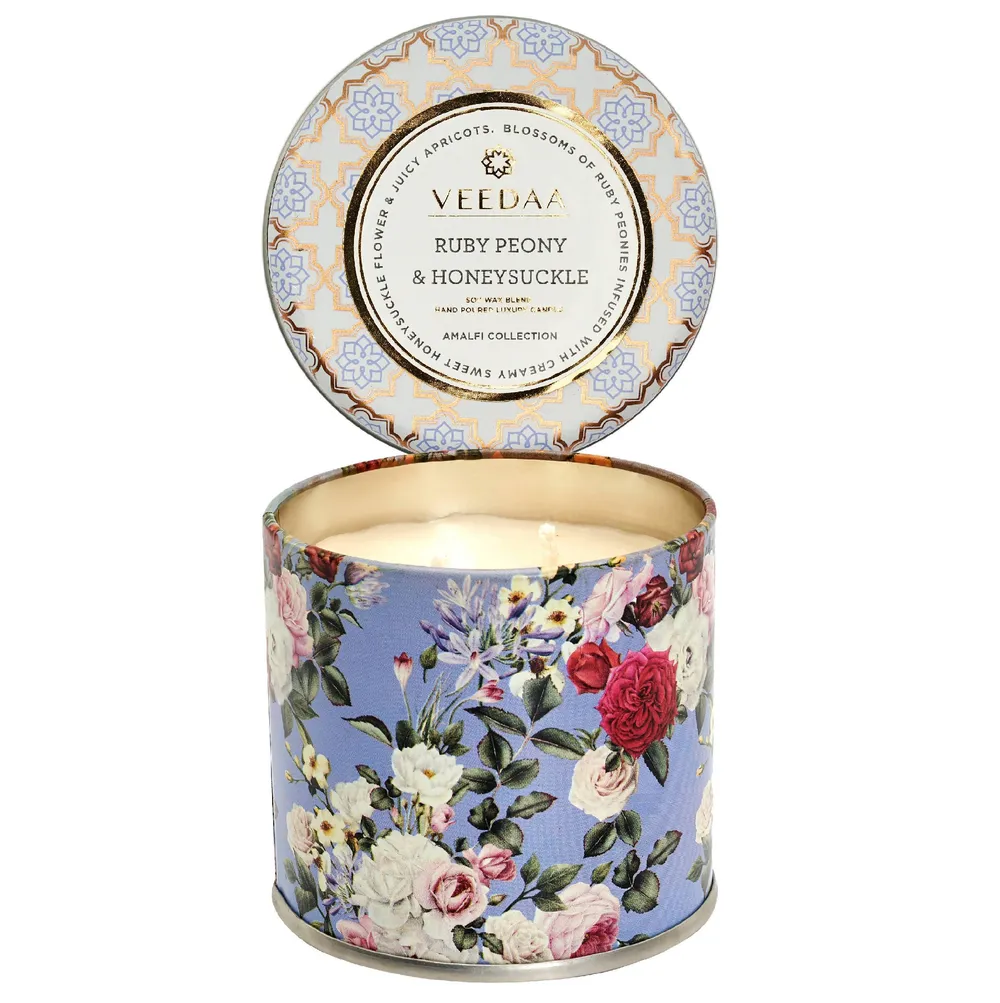 Ruby peony & Honeysuckle Mason Tin Scented Candle