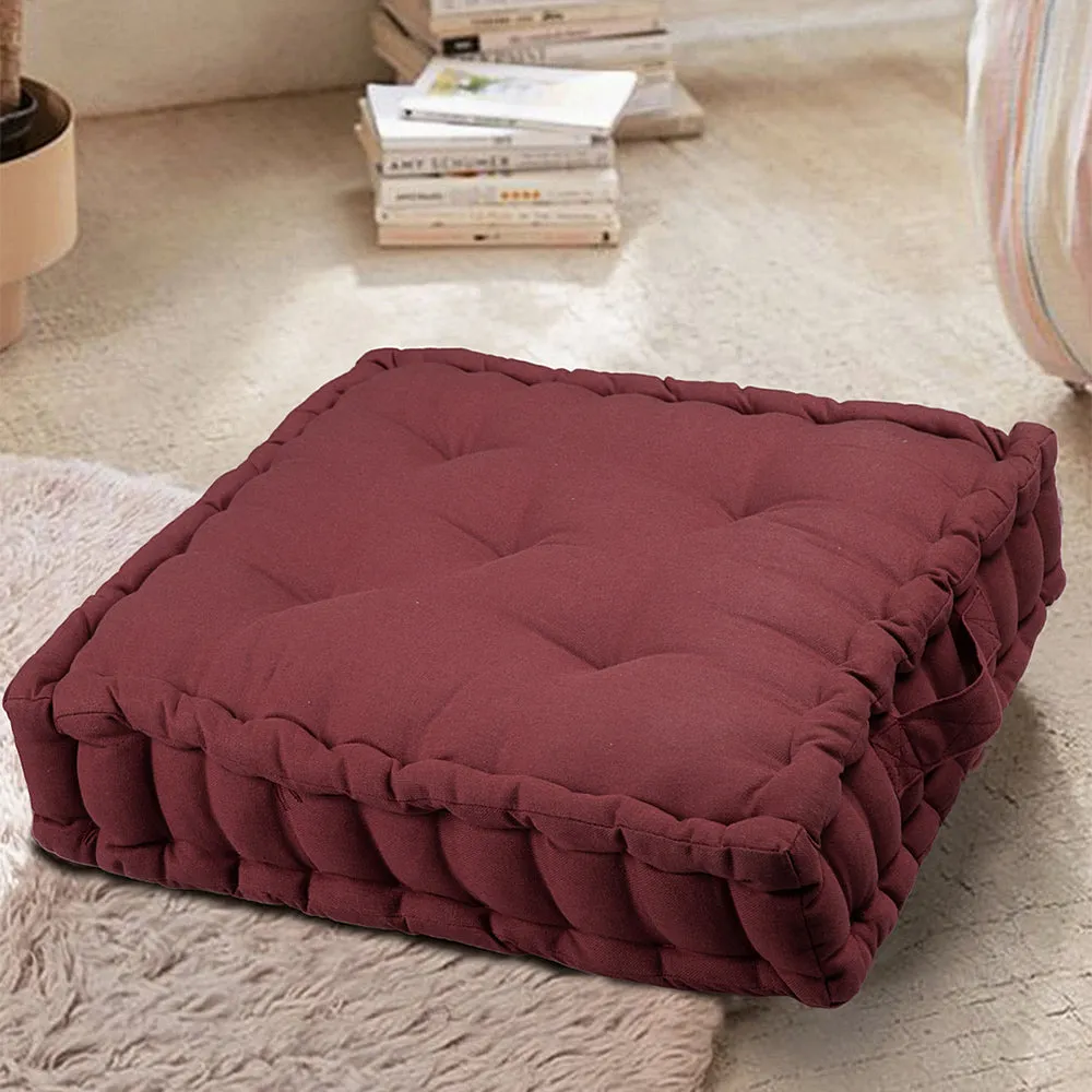 Ruby Rose Plush Cotton Floor Cushion Matlas With Handle