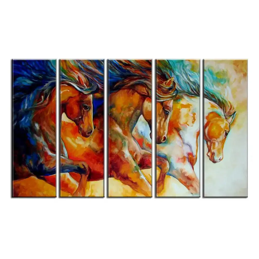 Running Horse Painting Canvas In Multiple Wooden Frame