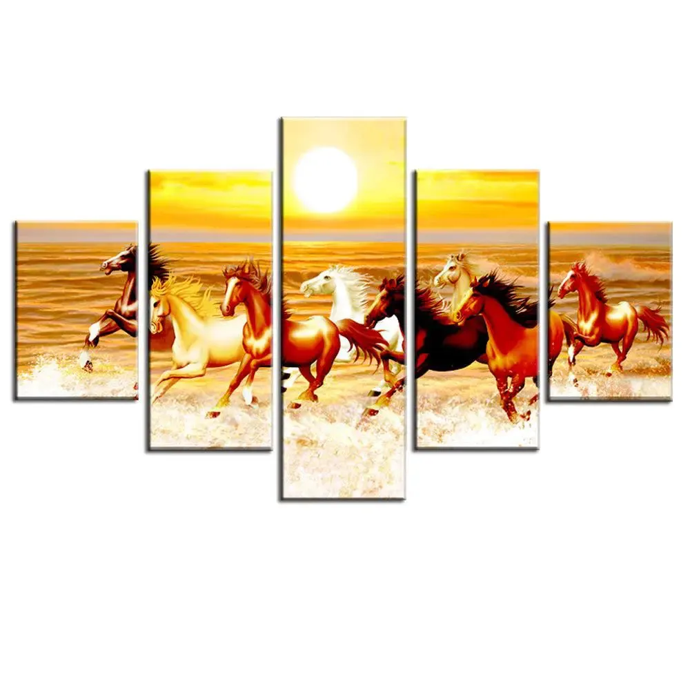 Running Horse Painting With Sunset In Canvas