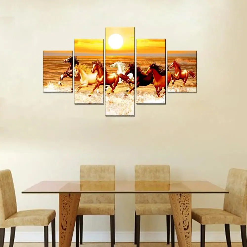 Running Horse Painting With Sunset In Canvas