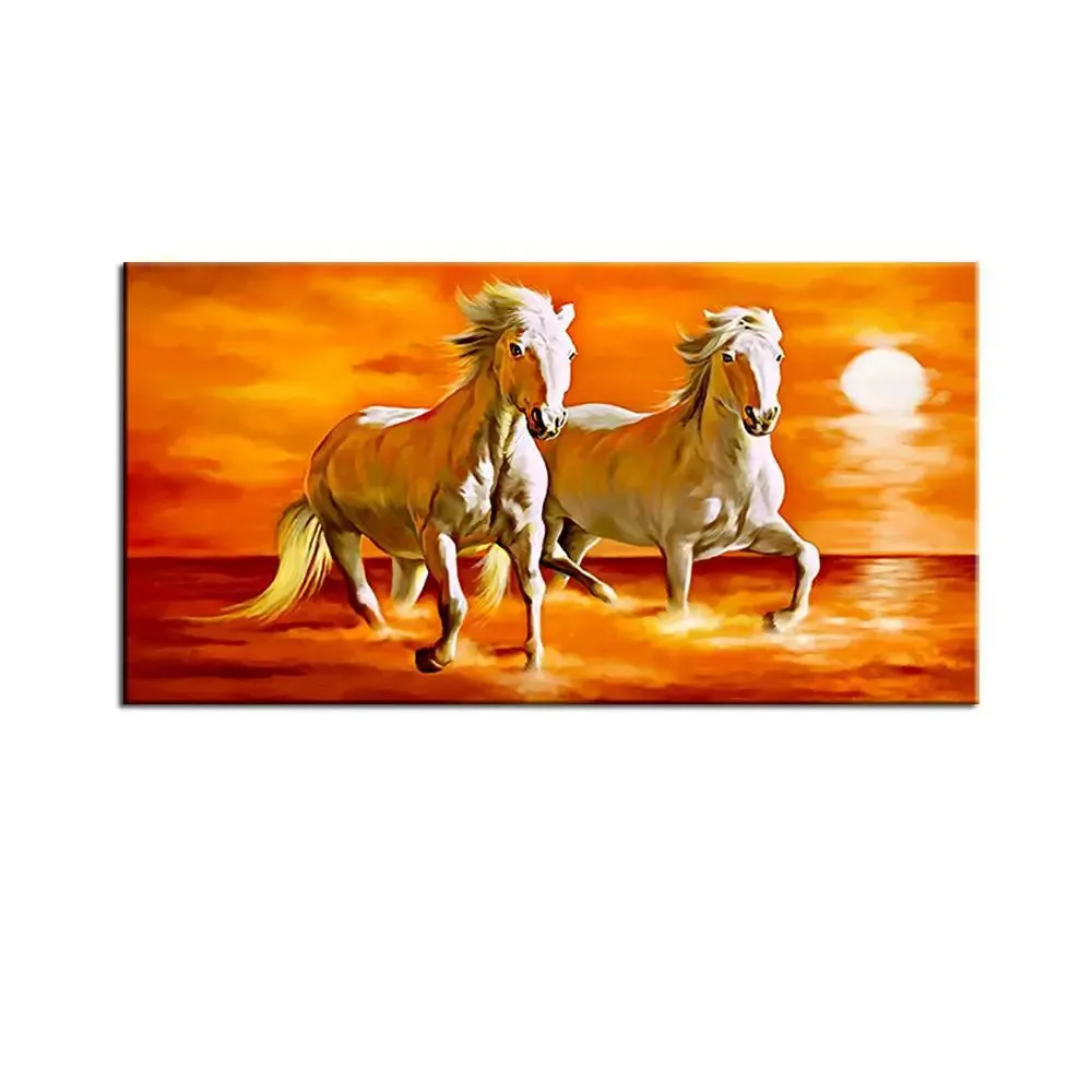 Running Horses Beautiful Canvas Wall Painting With Wood Frame