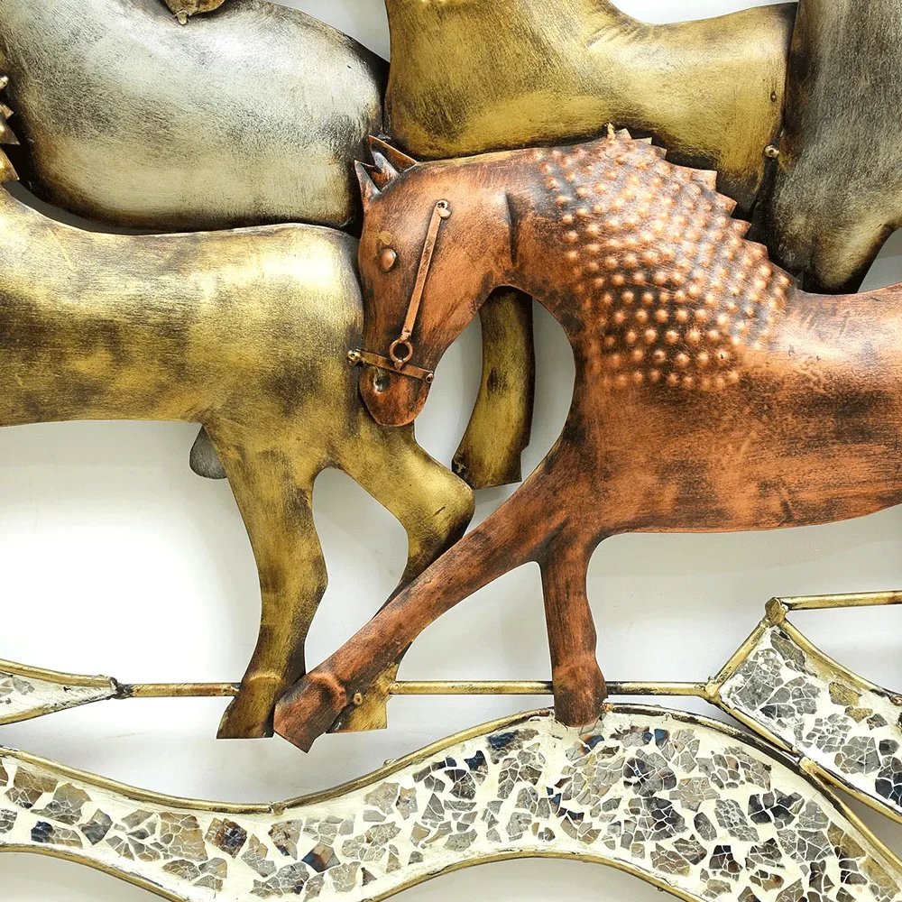 Running Stalwart Horses Metal Wall Art With Led