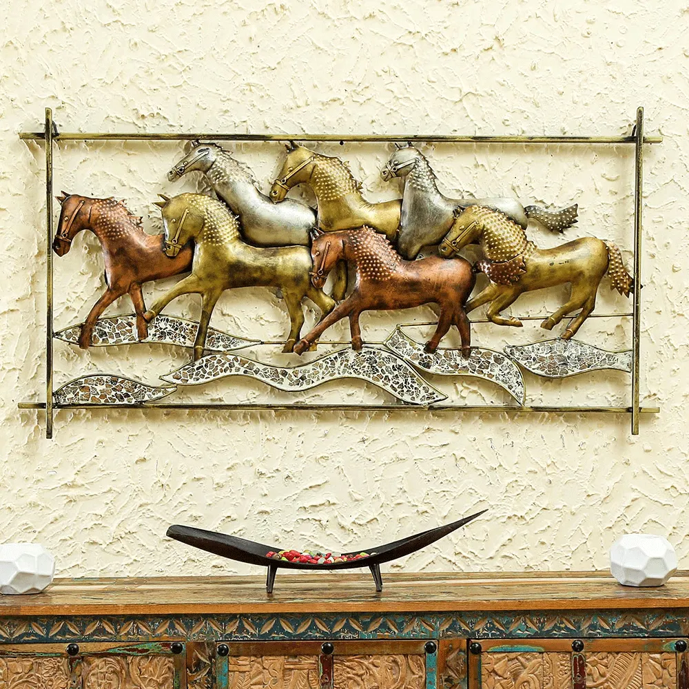 Running Stalwart Horses Metal Wall Art With Led
