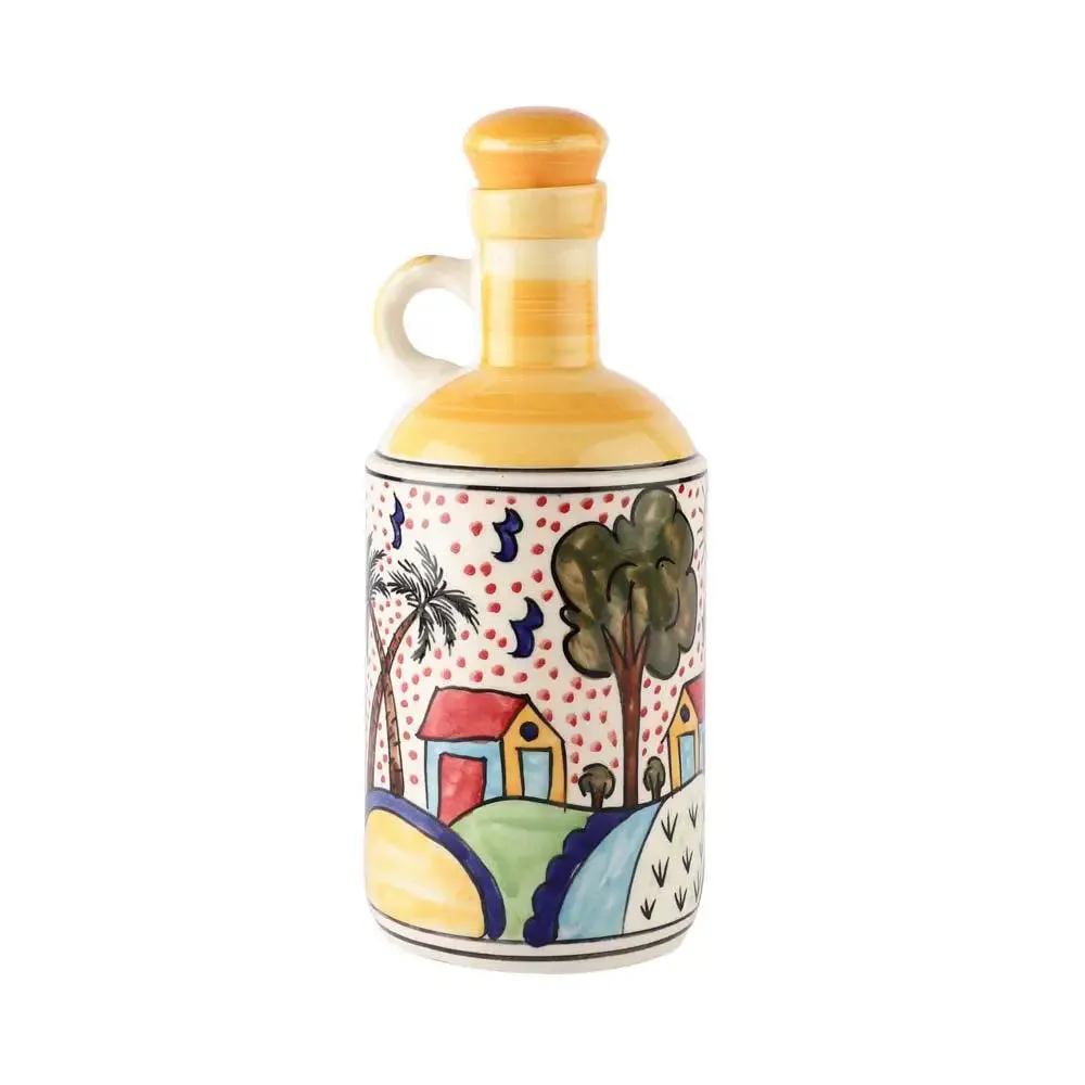 Rural Scenes Handpainted Ceramic Oil Dispenser
