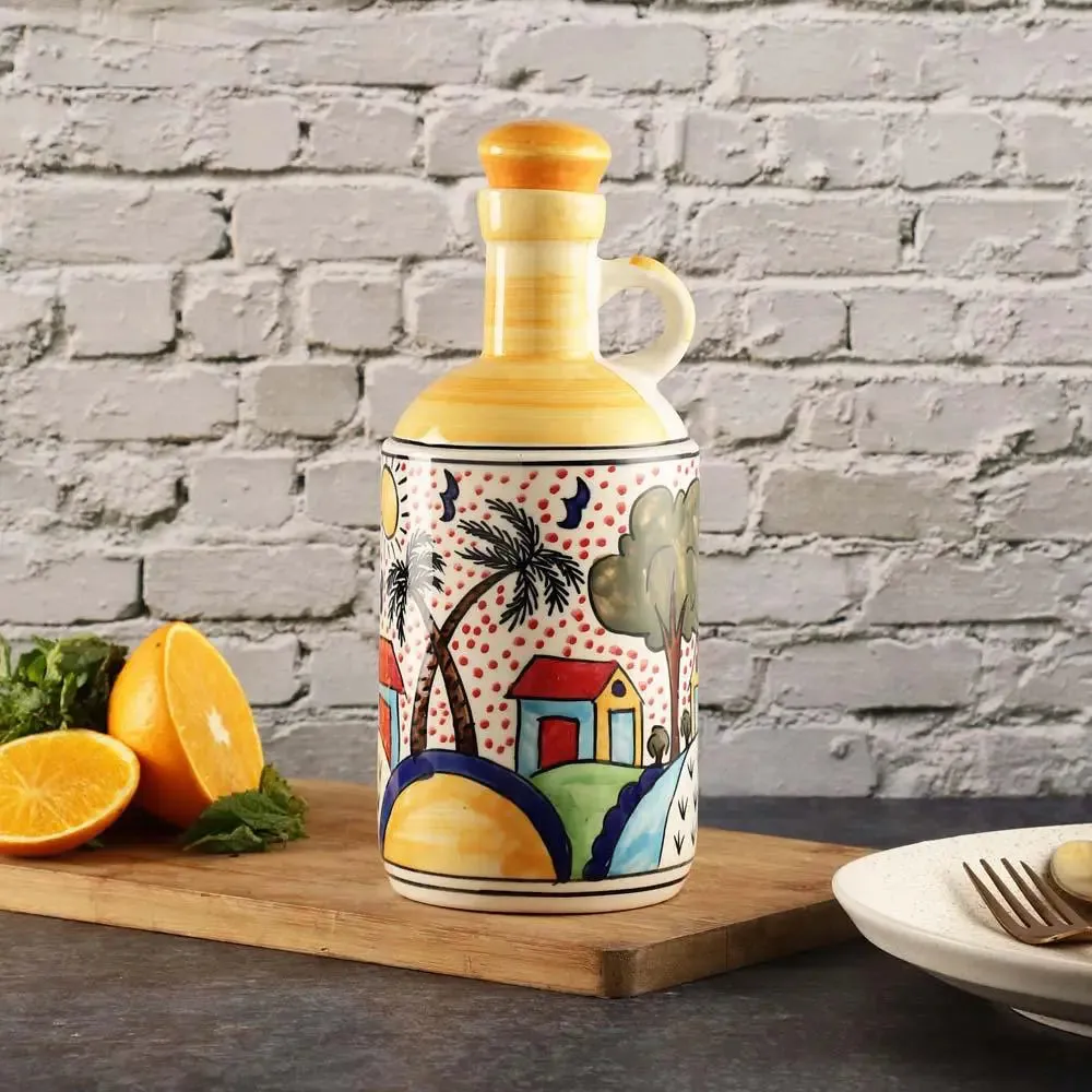 Rural Scenes Handpainted Ceramic Oil Dispenser