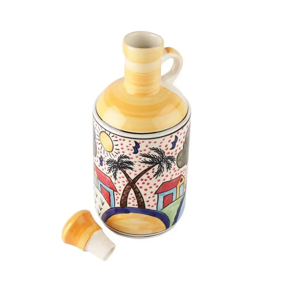 Rural Scenes Handpainted Ceramic Oil Dispenser