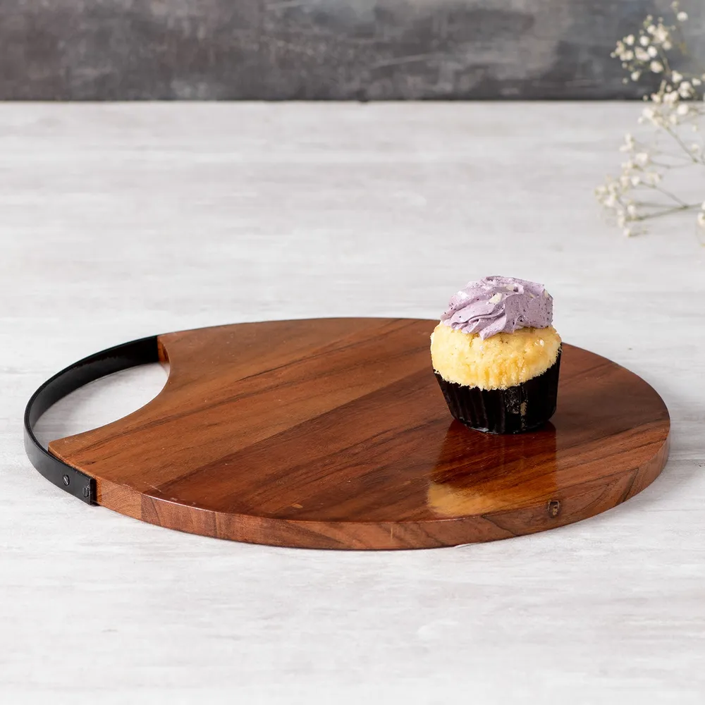 Rustic Brown Acacia Wood Serving Platter