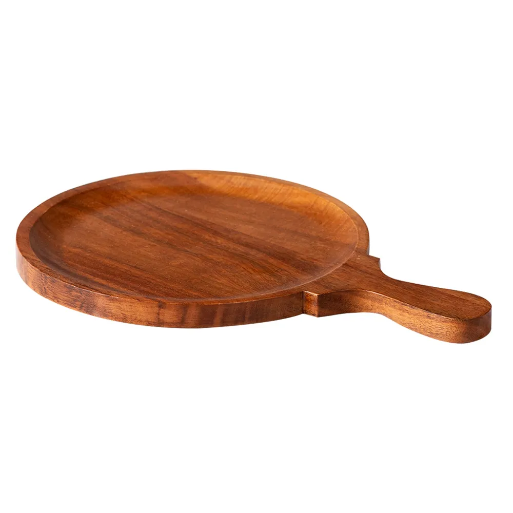 Rustic Brown Teak Wood Pizza Serving Platter